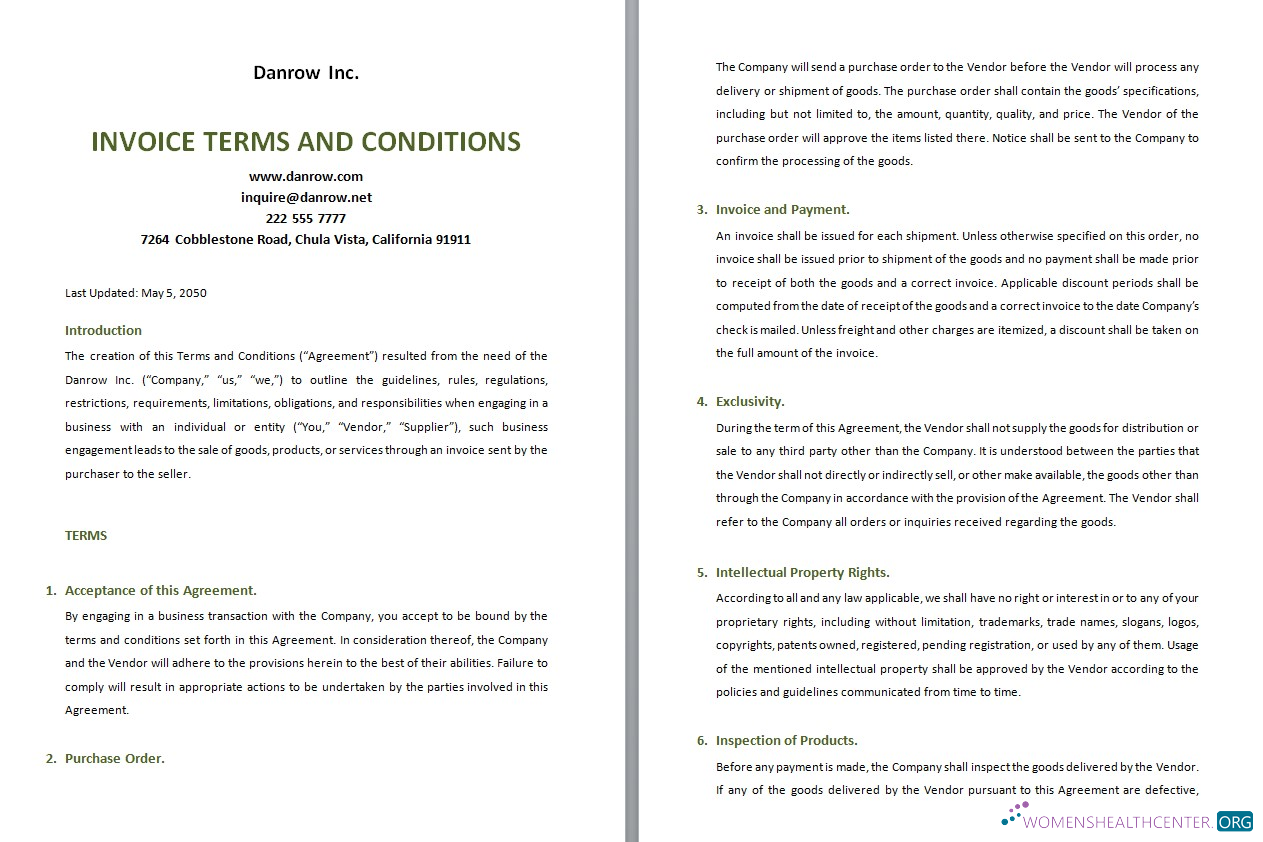 Download Free Invoice Terms And Conditions Template Photoshop template